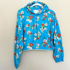 Levi's Women’s Blue Floral Cropped Cotton Hoodie